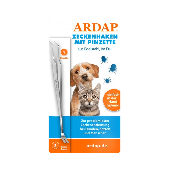 ardap-repell-zeckenhaken-mit-pinzette-edelstahl-2in1 image 1