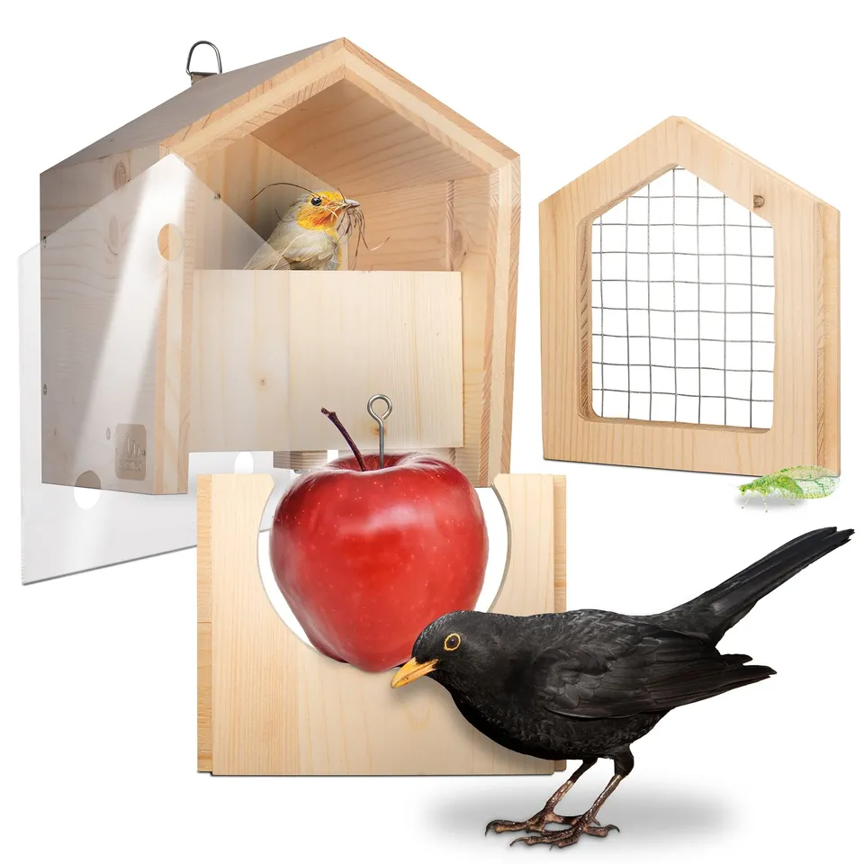 gardigo-tier-haus-nistkasten-halbhh-hle-rotkehlchen-set image 1